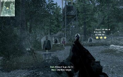 Zbiegnij schodami na dół, wyeliminuj tarcze nożem, a na zewnątrz zestrzel następne tarcze z terrorystami - Charges Set | Operacje Specjalne | Call of Duty Modern Warfare 3 - Call of Duty: Modern Warfare 3 - opis przejścia i operacje specjalne - poradnik do gry