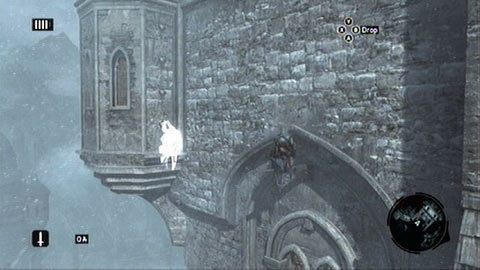 Aby wykonać skok do tytuły, przechyl lewy analog w odpowiednią stronę, przytrzymaj RT i wciśnij A - Sekwencja 1 - A Sort of Homecoming (2) | Opis przejścia AC Revelations - Assassins Creed: Revelations - poradnik do gry