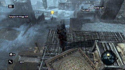 Gdy znajdziesz się już na odpowiedniej wysokości, ponownie wciśnij X, a wylądujesz na ziemi - Sekwencja 1 - A Sort of Homecoming (3) | Opis przejścia AC Revelations - Assassins Creed: Revelations - poradnik do gry