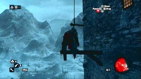 Jak wdrapiesz się już na pierwsze piętro wieży, kontynuuj wspinaczkę na lewo od drewnianych drzwi - Sekwencja 1 - A Sort of Homecoming (5) | Opis przejścia AC Revelations - Assassins Creed: Revelations - poradnik do gry
