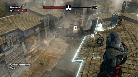 Podczas ataku przeciwników, postaw szybko drugą barykadę i kilku kolejnych zabójców - Sekwencja 2 - The Crossroads of The World (6) | Opis przejścia AC Revelations - Assassins Creed: Revelations - poradnik do gry