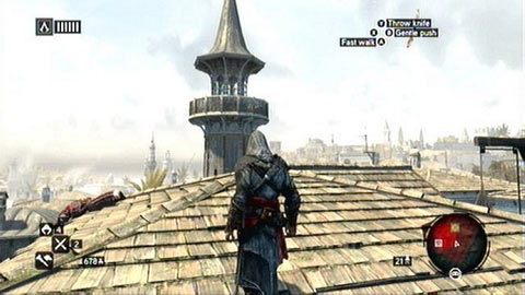 Z dachu musisz wskoczyć na zaznaczoną wieże - Sekwencja 2 - The Crossroads of The World (7) | Opis przejścia AC Revelations - Assassins Creed: Revelations - poradnik do gry