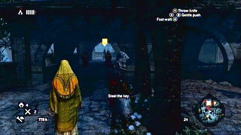 Na początku udaj się do zaznaczonej na mapie zielonej strefy i odszukaj strażnika posiadającego klucz - Sekwencja 3 - Lost and Found (1) | Opis przejścia Assassins Creed Revelations - Assassins Creed: Revelations - poradnik do gry