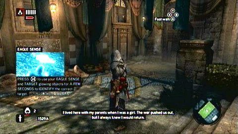 Po krótkiej rozmowie z Sofią udaj się na zaplecze sklepu, a następnie użyj Eagle Sense (LS) - Sekwencja 3 - Lost and Found (3-5) | Opis przejścia Assassins Creed Revelations - Assassins Creed: Revelations - poradnik do gry