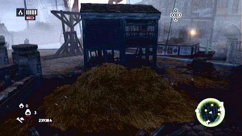 Gdy zginie, przeskocz do kolejnej kupki siana, która znajduje się bliżej nabrzeża - Sekwencja 5 - Heir to The Empire (3) | Opis przejścia AC Revelations - Assassins Creed: Revelations - poradnik do gry