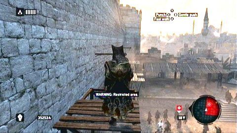 Skacząc wzdłuż kamiennej ściany, dotrzesz na platformę umieszczoną tuż nas twoim celem - Sekwencja 6 - Fortunes Disfavor (1,2) | Opis przejścia AC Revelations - Assassins Creed: Revelations - poradnik do gry