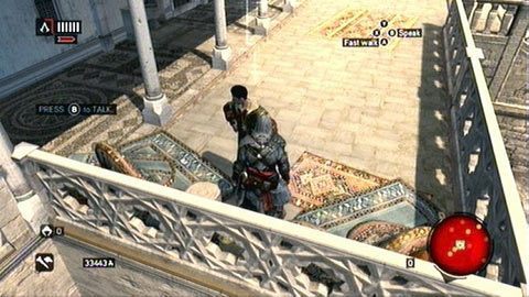 Trzymając się jej krawędzi, powoli przesuń się w stronę księcia i porozmawiaj z nim - Sekwencja 6 - Fortunes Disfavor (3-5) | Opis przejścia AC Revelations - Assassins Creed: Revelations - poradnik do gry