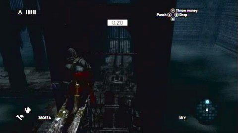 Na ostatniej drewnianej belce, odwróć się w prawo i przedostań się na drugą stronę krat - Sekwencja 6 - Fortunes Disfavor (6) | Opis przejścia AC Revelations - Assassins Creed: Revelations - poradnik do gry