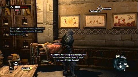 Aby rozpocząć zadania Piri Reisa, udaj się do zaznaczonego na mapie domu kupca, a następnie podejdź do wiszących z prawej strony rycin - Misje Piri Reisa - Thunder, Smoke Screen, Cherry | Zadania dodatkowe - Assassins Creed: Revelations - poradnik do gry