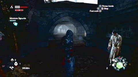 Wejdź na górę, a następnie przy pomocy Eagle Sense sprawdź pierwszego stojącego tam mężczyznę - Misje mistrzów (1,2) | Zadania dodatkowe Assassins Creed Revelations - Assassins Creed: Revelations - poradnik do gry