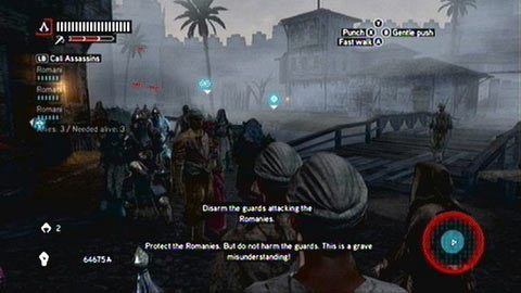 Gdy dotrzesz na miejsce, rozpocznie się krótka animacja, po której strażnicy zaatakują Cyganki - Misje mistrzów (3-5) | Zadania dodatkowe Assassins Creed Revelations - Assassins Creed: Revelations - poradnik do gry