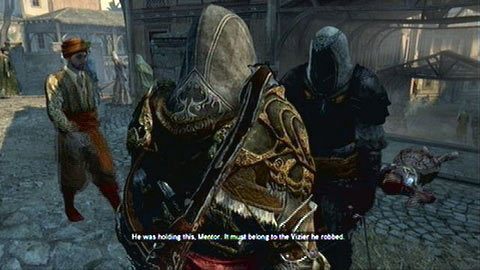 Po krótkiej animacji pobiegnij za złodziejem i podziwiaj jak zabija go rekrut - Misje mistrzów (8-10) | Zadania dodatkowe Assassins Creed Revelations - Assassins Creed: Revelations - poradnik do gry