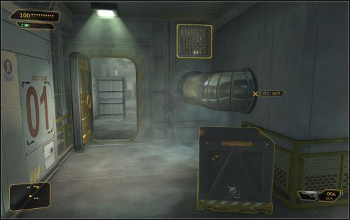 Jeśli chciałbyś oczyścić lokację (8), to najpierw na celownik weź przechadzającego się strażnika - (1) Wariant pokojowy - Ucieknij i znajdź swój sprzęt - Ucieczka z patelni - Deus Ex: Human Revolution - The Missing Link - poradnik do gry