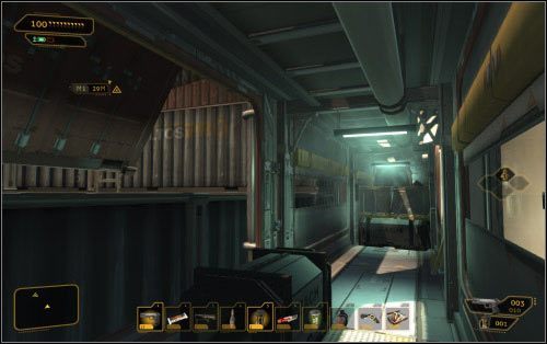 Trochę niżej odnajdziesz też zatarasowane przejście, za którym ukryto kilka bonusów (np - (2) Wariant pokojowy - Znajdź CIC - Ucieczka z patelni - Deus Ex: Human Revolution - The Missing Link - poradnik do gry