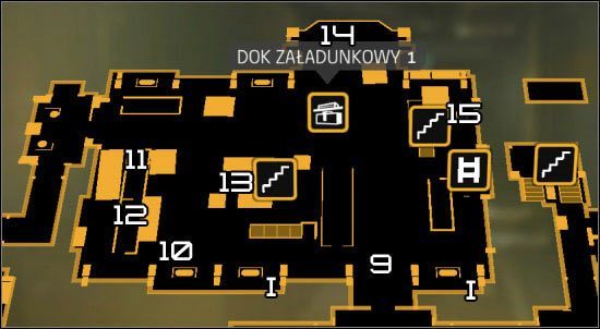 W drugim doku wrogów jest więcej, a w dodatku dozór nad rejonem sprawuje wieżyczka bojowa (9) - (4) Wariant agresywny - Znajdź miejsce spotkania - Ucieczka z patelni - Deus Ex: Human Revolution - The Missing Link - poradnik do gry