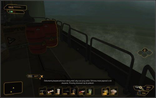 Także w pierwszym doku umieszczono kilka przydatnych rzeczy, takich jak choćby wieżyczka ochronna z 11, czy mechanizm zapłonowy do wyrzutni rakiet (12) - kolejna część potrzebna do nieaktywowanego jeszcze questa pobocznego (niedługo poznasz jego wytyczne) - (4) Wariant agresywny - Znajdź miejsce spotkania - Ucieczka z patelni - Deus Ex: Human Revolution - The Missing Link - poradnik do gry