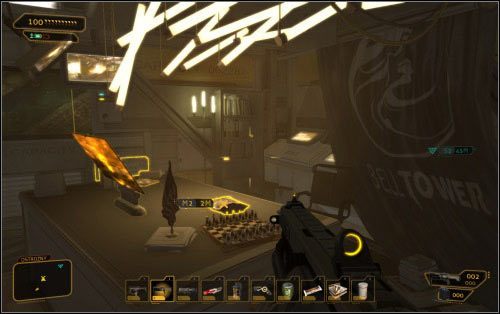 Pokój Burke'a chroniony jest pierwszopoziomowym zabezpieczeniem, natomiast proteza oka znajduje się na biurku (3) (zajrzyj też pod niego) - (3) Wariant agresywny - Zdobądź oko Burkea - W brzuchu bestii - Deus Ex: Human Revolution - The Missing Link - poradnik do gry