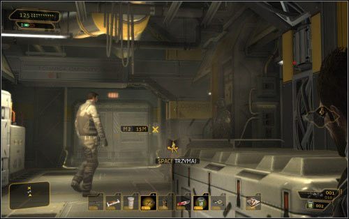 Tym razem jednak nie jest on tak łatwo osiągalny, gdyż dostępu do niego bronią wrogowie zlokalizowani w punktach 1 (ruchomy) oraz 2 - (4) Daj Quinnowi oko Burkea, dostań się do tajnej windy w kostnicy - W brzuchu bestii - Deus Ex: Human Revolution - The Missing Link - poradnik do gry