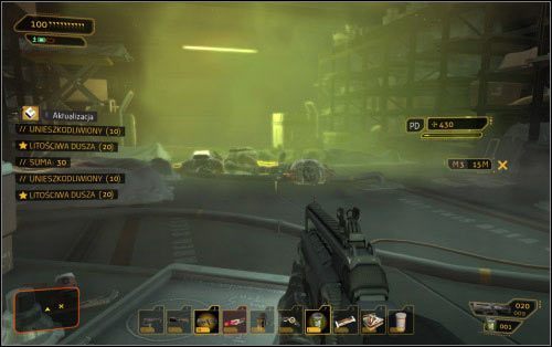 Wyjdziesz w pobliżu trzech strażników stojących w korytarzu - Wariant agresywny - Wybory - Deus Ex: Human Revolution - The Missing Link - poradnik do gry