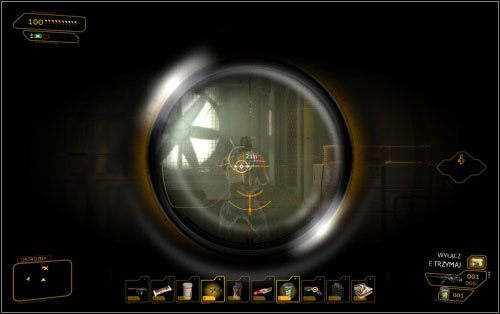 Teraz możesz skorzystać z windy i zaskoczyć wspomnianego strażnika zachodząc go od tyłu - Wariant pokojowy - Długa droga do domu - Deus Ex: Human Revolution - The Missing Link - poradnik do gry