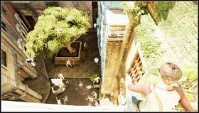 Opuszczamy balkon wchodząc na znak z czerwonym napisem 24 HORAS i przeskakujemy z niego na sąsiedni budynek [1] - Rozdział 2- Przez ciernie do gwiazd | Opis przejścia Uncharted 3 - Uncharted 3: Oszustwo Drakea - poradnik do gry