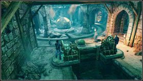 Podnosimy teraz zasuwę przy pomocy machiny z korbami [1] i czekamy, aż dół pomiędzy nami i pozostała dwójką kompanów wypełni woda - Rozdział 9- Droga środka | Opis przejścia Uncharted 3 Oszustwo Drakea - Uncharted 3: Oszustwo Drakea - poradnik do gry