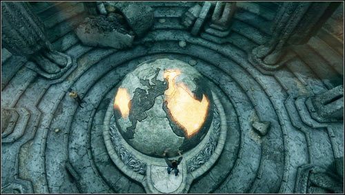 Dzięki naszym działaniom będziemy mogli obracać kamienny globus - Rozdział 9- Droga środka | Opis przejścia Uncharted 3 Oszustwo Drakea - Uncharted 3: Oszustwo Drakea - poradnik do gry