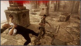 Po krótkiej rozmowie z kompanami ruszamy do studzienki, którą zeszliśmy do podziemi - Rozdział 11- Jako na górze, tako i na dole (2) | Opis przejścia Uncharted 3 - Uncharted 3: Oszustwo Drakea - poradnik do gry