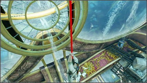 Schodzimy na obręcz żyrandola i wskakujemy na czerwoną linę - Rozdział 15- Pływaj albo giń | Opis przejścia Uncharted 3 Oszustwo Drakea - Uncharted 3: Oszustwo Drakea - poradnik do gry