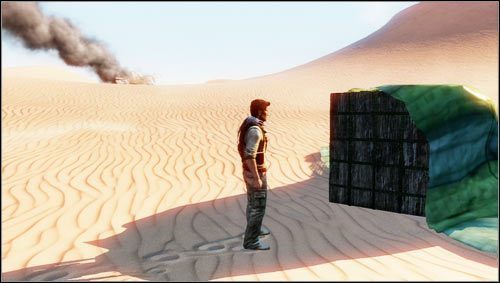 Po twardym lądowaniu znajdziemy się na środku pustyni - Rozdział 18- Rubal Khali | Opis przejścia Uncharted 3 Oszustwo Drakea - Uncharted 3: Oszustwo Drakea - poradnik do gry