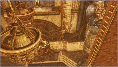 By zejść na ziemię musi wskoczyć z powrotem na pierwszy żyrandol, a potem na drugi - Rozdział 20- Karawana | Opis przejścia Uncharted 3 Oszustwo Drakea - Uncharted 3: Oszustwo Drakea - poradnik do gry