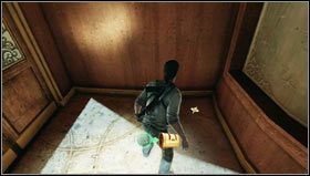 Po walce w sali ze sceną [1] przechodzimy przez otwarte drzwi i skręcamy w prawo (zanim wyjdziemy na zewnątrz) - Rozdział 14 | Skarby w Uncharted 3 Oszustwo Drakea - Uncharted 3: Oszustwo Drakea - poradnik do gry