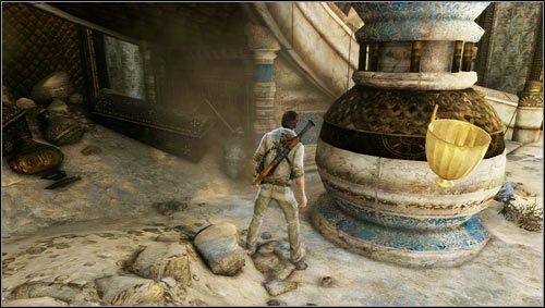 Na początku rozdziału zaglądamy pod schody, którymi schodziliśmy jeszcze w rozdziale 21 - Rozdział 22 | Skarby w Uncharted 3 Oszustwo Drakea - Uncharted 3: Oszustwo Drakea - poradnik do gry