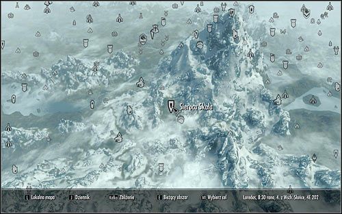 Otwórz mapę świata i zlokalizuj cel podróży, czyli Sierocą Skałę (powyższy screen) - Błogosławieństwo natury | Questy poboczne w Skyrim - Skyrim - poradnik, mapy, questy