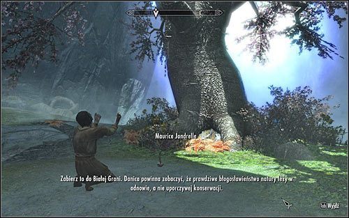 Jeżeli w wyprawie do gaju towarzyszył Ci Maurice, to możesz teraz z nim porozmawiać - Błogosławieństwo natury | Questy poboczne w Skyrim - Skyrim - poradnik, mapy, questy