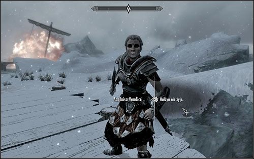Przedzierając się przez zasieki i walcząc z przeciwnikami, pobiegnij do Adeleisy, którą znajdziesz w porcie - Bunt na wschodzie (2) | Questy poboczne w Skyrim - Skyrim - poradnik, mapy, questy