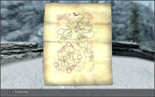 Wyjdź z fortu i udaj się ścieżką dookoła jeziora, następnie wspinając się po górach - Mapy skarbów (I) | Questy poboczne w Skyrim - Skyrim - poradnik, mapy, questy