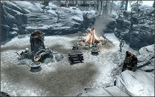 Starty kieł mamuta możesz znaleźć w misie pośrodku obozu, obok wielkiego paleniska - Naprawa ampułki | Questy poboczne w Skyrim - Skyrim - poradnik, mapy, questy