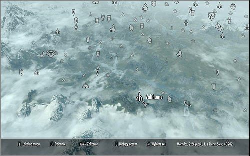 Otwórz mapę świata i wybierz się do ruin o nazwie Valthume, zlokalizowanych w zachodniej części Skyrim (powyższy screen) - Przyczajone zło | Questy poboczne w Skyrim - Skyrim - poradnik, mapy, questy