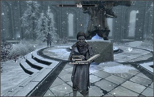 Mirabelle Ervine powinna przebywać na głównym placu Akademii w Zimowej Twierdzy (powyższy screen) - Trudne początki | Questy poboczne w Skyrim - Skyrim - poradnik, mapy, questy