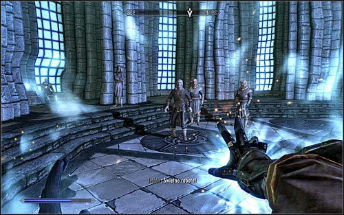 Obróć się w stronę Tolfdira i przytrzymaj przycisk myszy, do którego masz przyporządkowany czar ochronny - Trudne początki | Questy poboczne w Skyrim - Skyrim - poradnik, mapy, questy