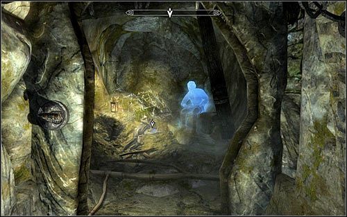 Po wygranej bitwie rozejrzyj się za jeszcze jednym kufrem i następnie pociągnij za łańcuch, odblokowując sobie dostęp do prowadzących na dół schodów - Podsycanie płomieni (1) | Questy Akademii Bardów w Skyrim - Skyrim - poradnik, mapy, questy