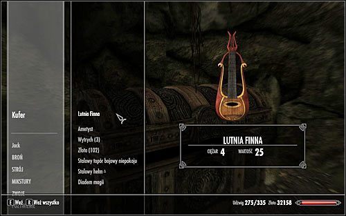 Po zakończonych walkach wybierz wąski korytarz prowadzący na północny-wschód i uważaj, bo może się tu jeszcze znajdować pułapka aktywowana w momencie przecięcia linki - Różne - Odszukaj lutnię Finna | Questy Akademii Bardów w Skyrim - Skyrim - poradnik, mapy, questy