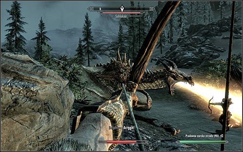Gra da Ci oczywiście pełną dowolność w kwestii doboru sposobów atakowania smoka - Pokonanie smoka | Ostrze w ciemnościach | Solucja Skyrim - Skyrim - poradnik, mapy, questy