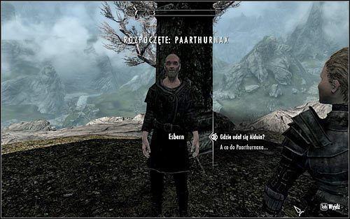 Jeżeli zdecydowałeś się spotkać z Esbernem, to rozmowa będzie zawierała dodatkowy segment - Opracowanie planu odnalezienia Alduina | Upadły | Solucja Skyrim - Skyrim - poradnik, mapy, questy