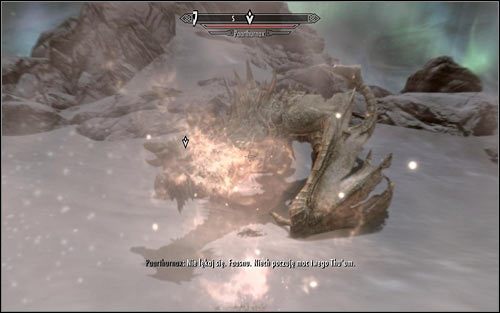 Paarthurnax będzie teraz chciał żebyś udowodnił mu, iż jesteś Smoczym Dziecięciem i użył na nim świeżo odblokowanego Krzyku - Spotkanie się z Paarthurnaxem | Gardło Świata | Solucja Skyrim - Skyrim - poradnik, mapy, questy