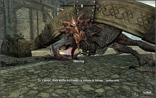 Podejdź do uwięzionego Odaahvinga celem zainicjowania z nim rozmowy (powyższy screen) - Uwięzienie smoka | Upadły | Solucja Skyrim - Skyrim - poradnik, mapy, questy