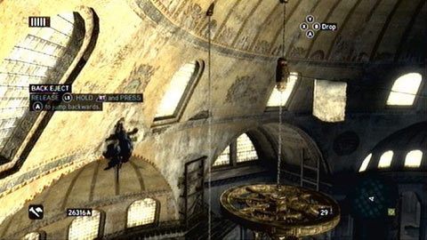 Przesuwając się wzdłuż niej, dotrzesz do złotego żyrandola - Hagia Sophias Secret (2) | Ishak Pashas Memoir Pages w AC Revelations - Assassins Creed: Revelations - poradnik do gry