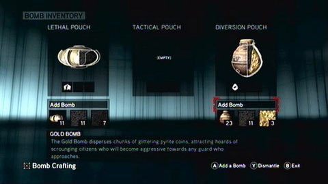 Gdy wybierzesz każdy z nich, możesz wcisnąć Craft Bomb, a następnie dodać odpowiednią ilość ładunków do swojej sakiewki - Ładunki wybuchowe | Kompendium wiedzy w Assassins Creed Revelations - Assassins Creed: Revelations - poradnik do gry