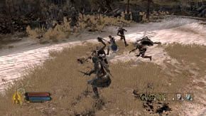 Po zabiciu tych wrogów pojawią się następni - kilka goblinów (nowe będą dołączać w trakcie walki), dwóch zwykłych i jeden szybki wojownik orków - Zimne Góry (1) | Rozdział 3 | Władca Pierścieni Wojna na Północy - Władca Pierścieni: Wojna na Północy - poradnik do gry